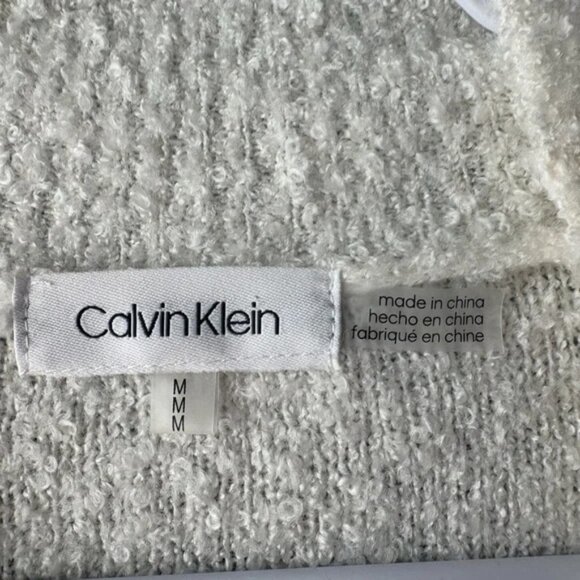 Calvin Klein Womens White/Cream Crewneck Sweater Medium Cozy Fluffy Fall - Picture 5 of 7